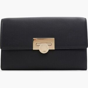 Ted Baker Black Leather Crossbody Clutch Gold Chain Wallet Bag Convertible BNWOT